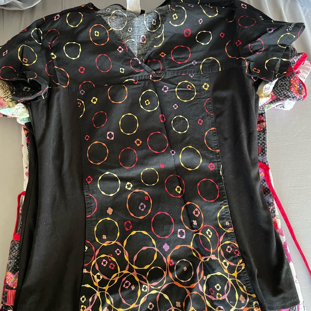 Colorful Circle Scrub Top